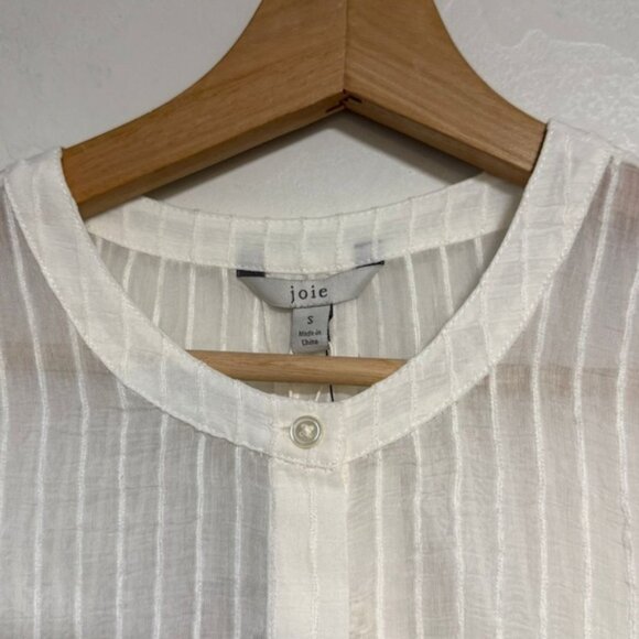 Joie Rashelda B Porcelain White Sheer Striped Blouse Women’s Size S - Picture 6 of 8